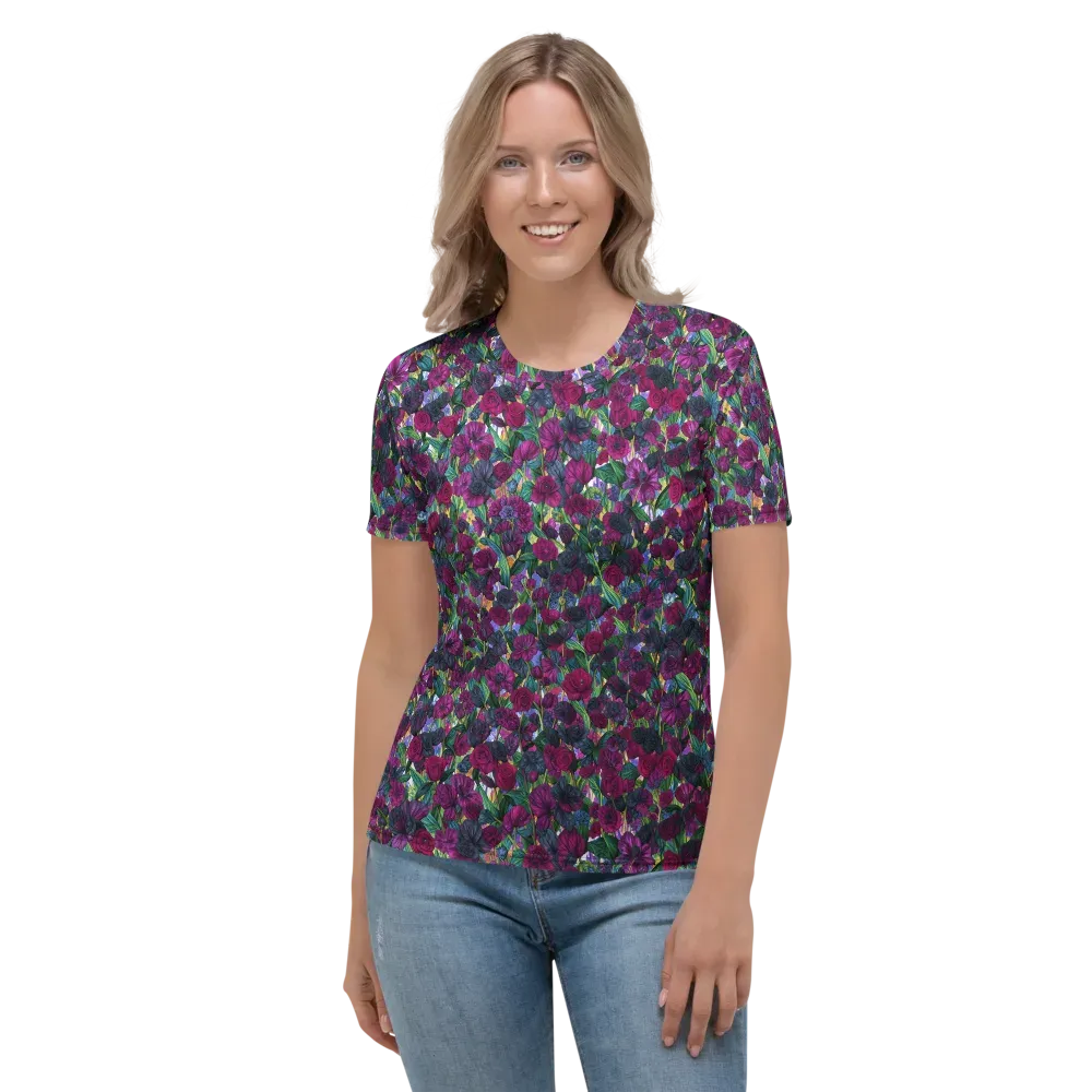 Midnight Floralia on Women's Crew Neck T-Shirt — Front