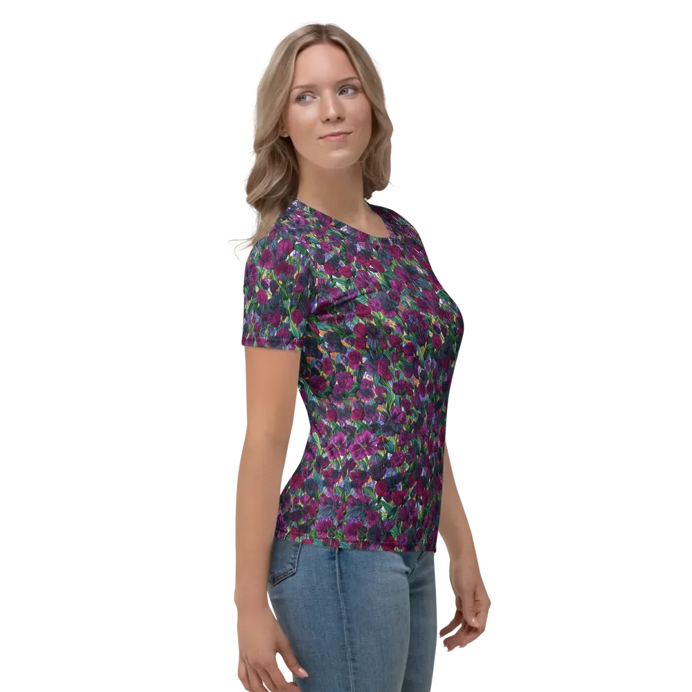 Midnight Floralia on Women's Crew Neck T-Shirt — Right