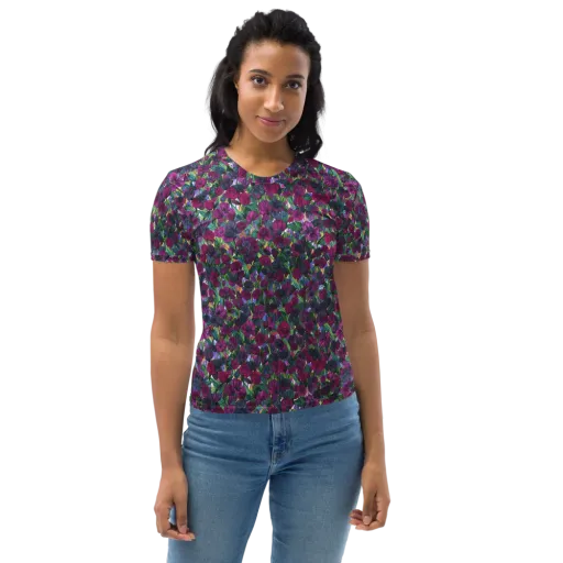 Midnight Floralia on a Women's Crew Neck T-Shirt