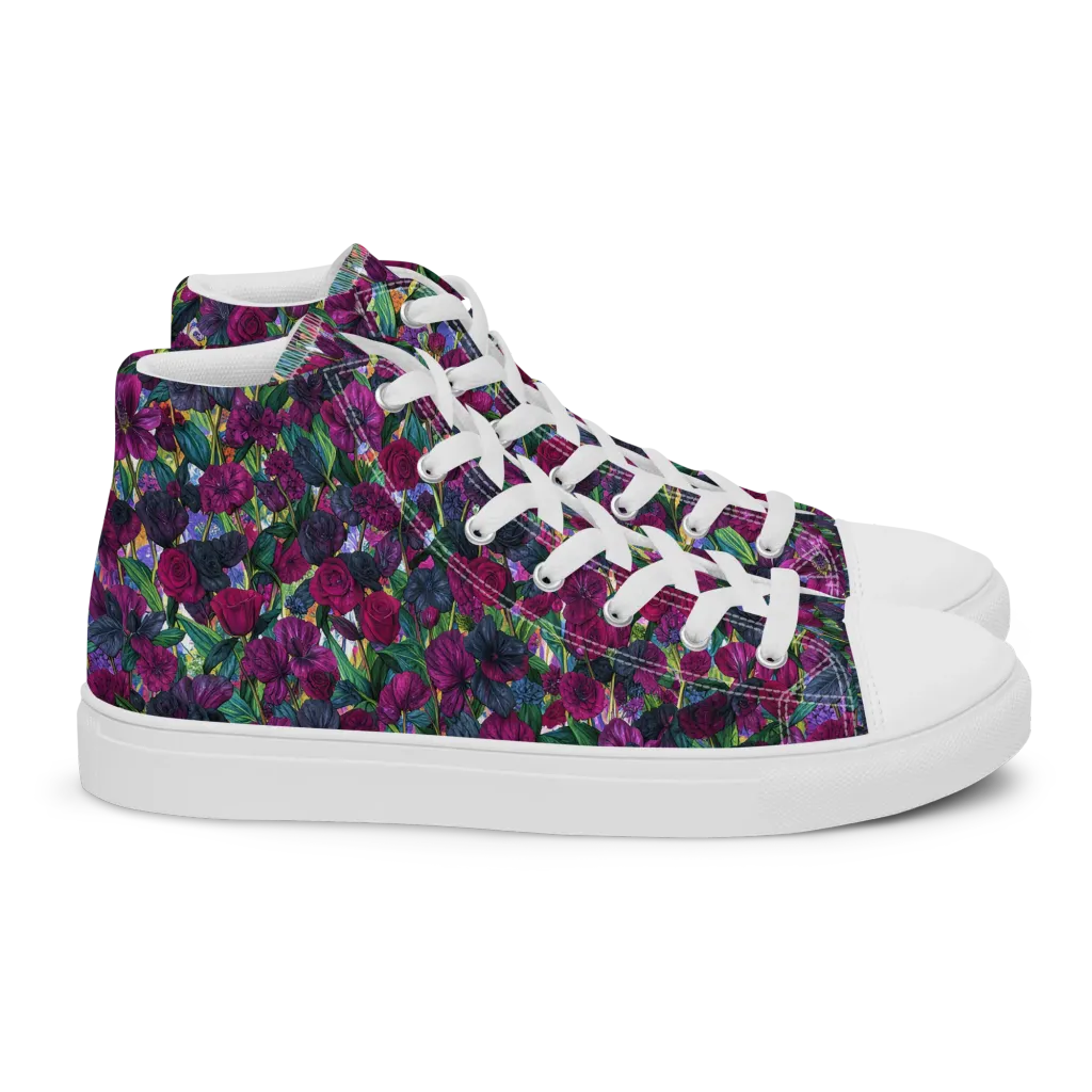 Midnight Floralia on Women's High Top Canvas Shoes — Right