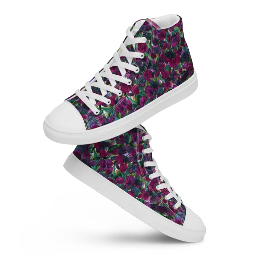 Midnight Floralia on a Women's High Top Canvas Shoes