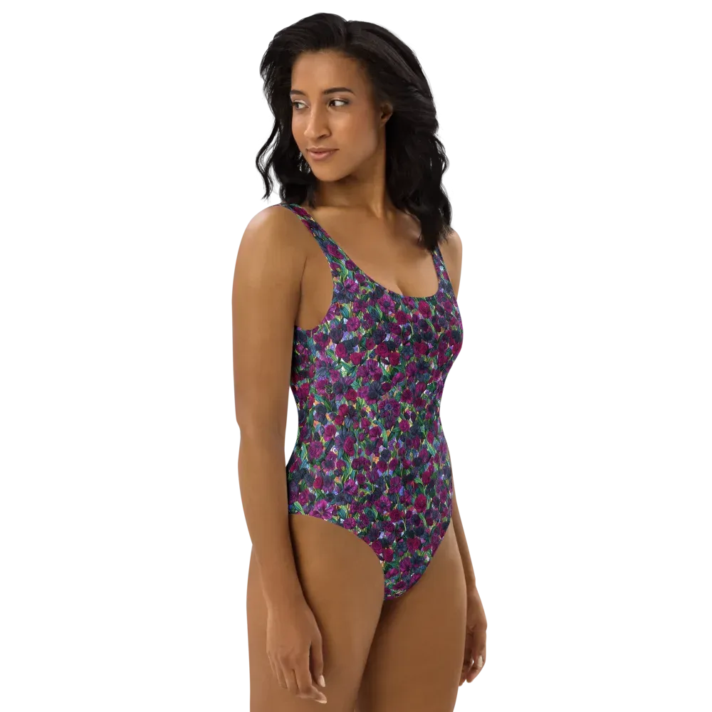 Midnight Floralia on One-Piece Swimsuit — Right