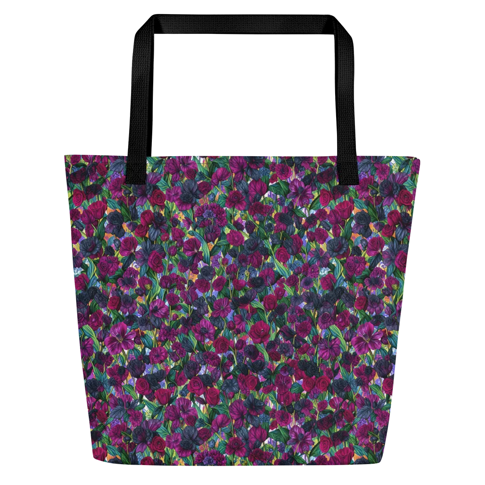 Midnight Floralia on Large Tote Bag W/ Pocket — Front