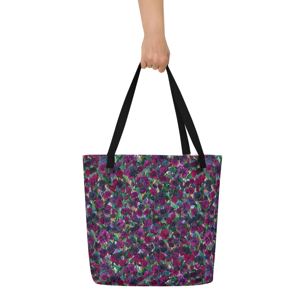 Midnight Floralia on Large Tote Bag W/ Pocket — Front