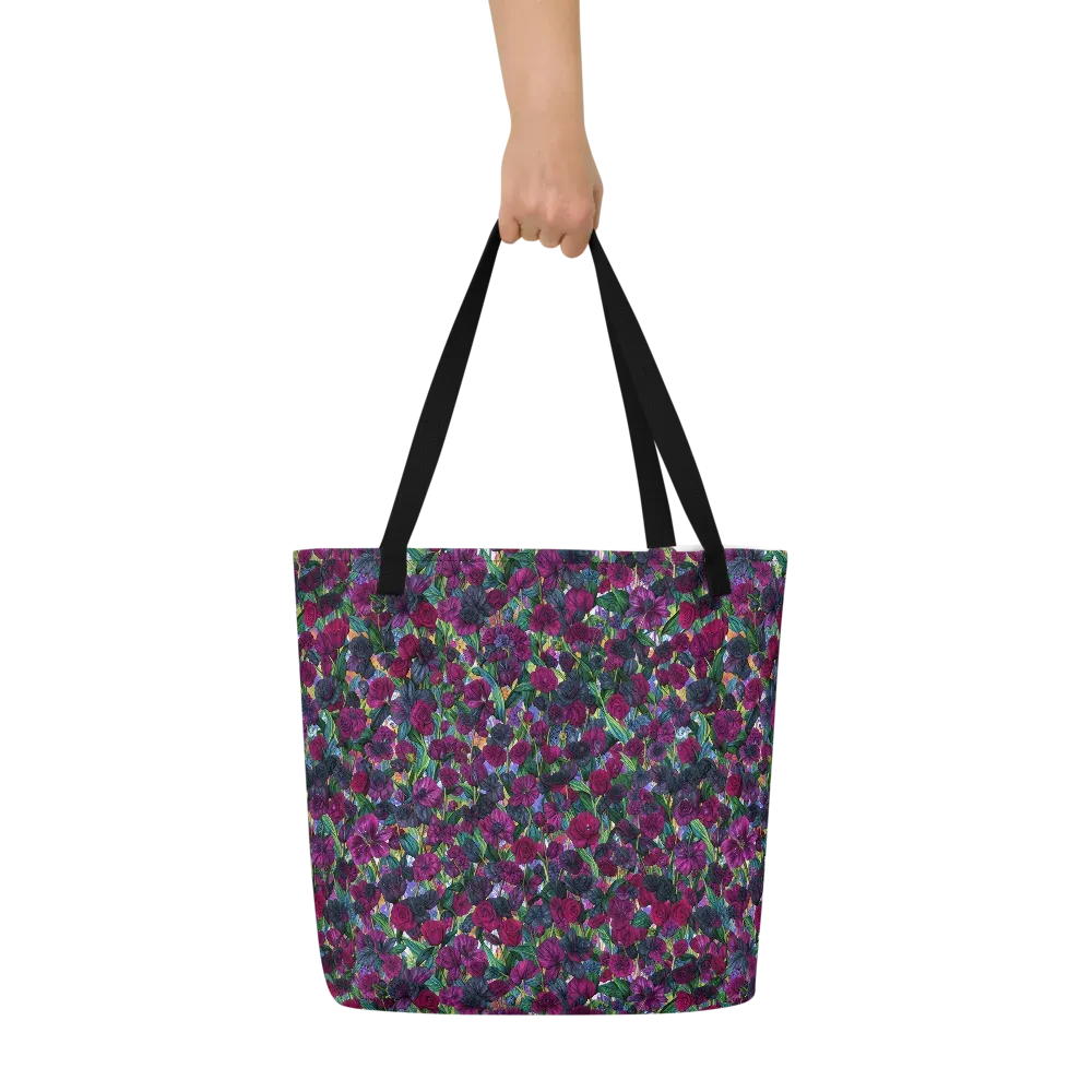 Midnight Floralia on Large Tote Bag W/ Pocket — Front