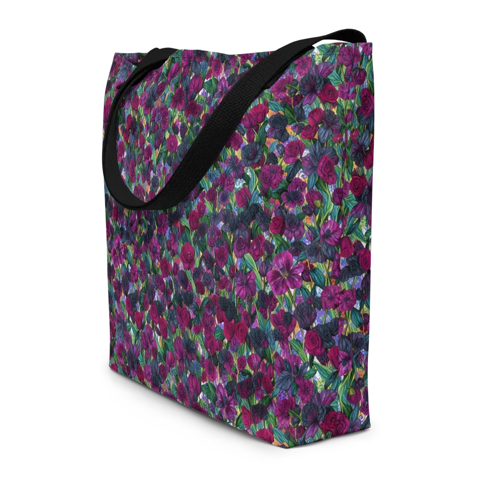Midnight Floralia on Large Tote Bag W/ Pocket — Front
