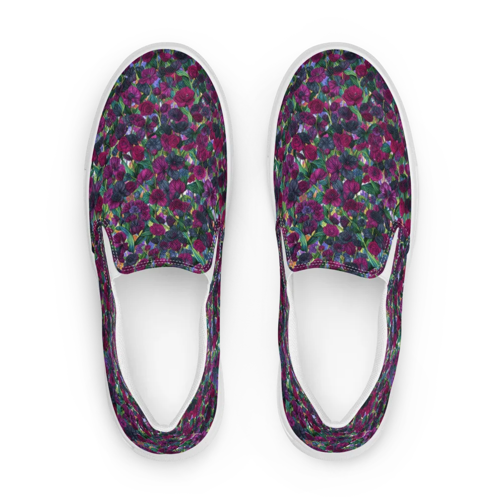 Midnight Floralia on Women's Slip-On Canvas Shoes — Front
