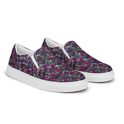 Midnight Floralia on a Women's Slip-On Canvas Shoes