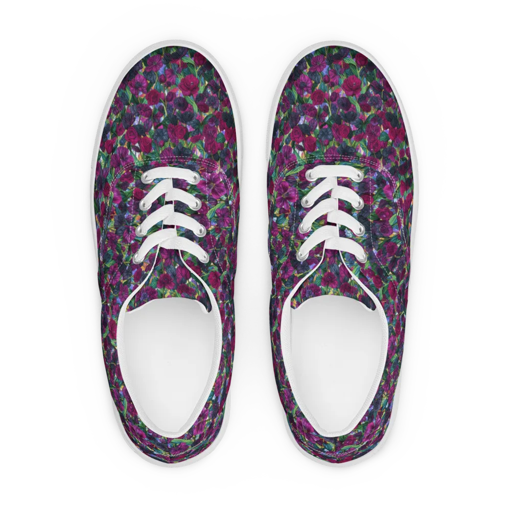 Midnight Floralia on Men's Lace-Up Canvas Shoes — Front