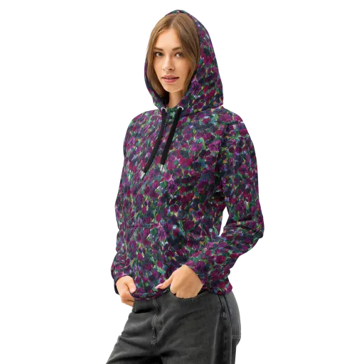 Midnight Floralia on a Cotton Hoodie