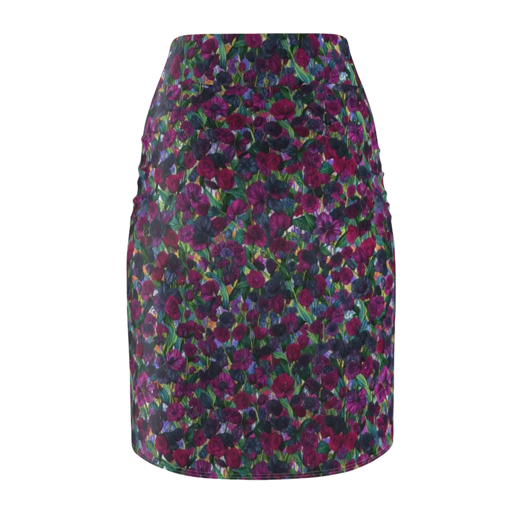 Midnight Floralia on Pencil Skirt — Back