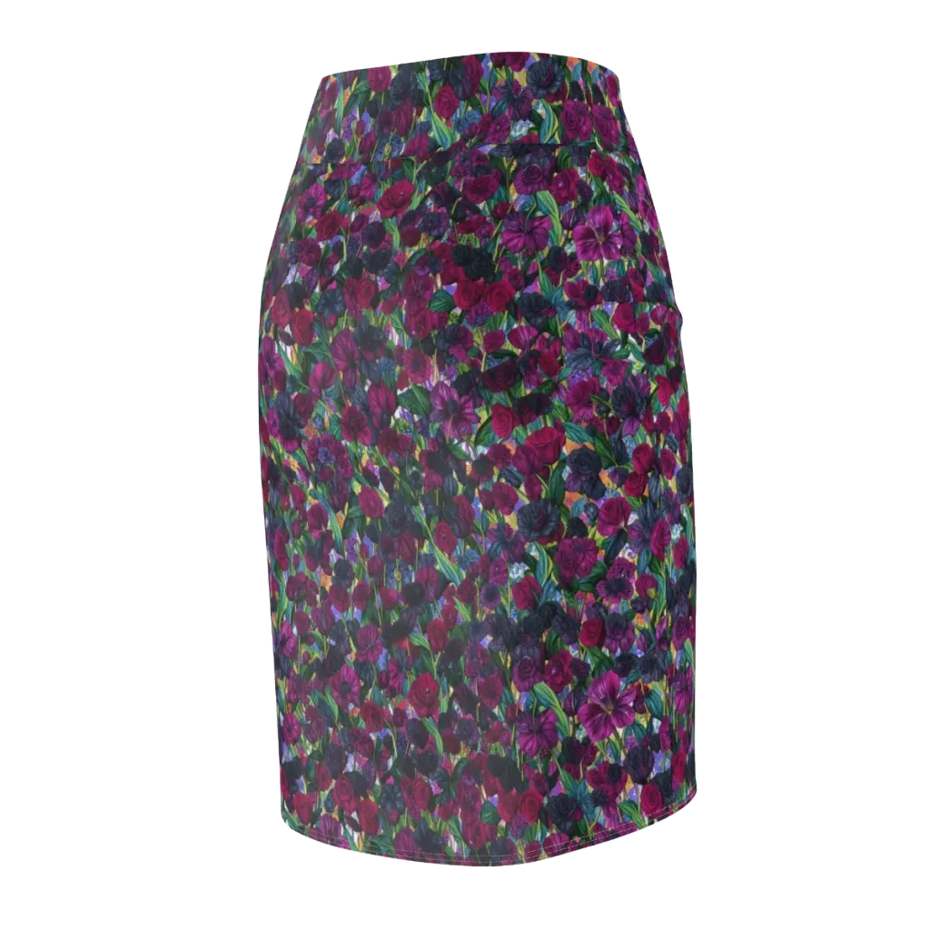 Midnight Floralia on Pencil Skirt — Back Side