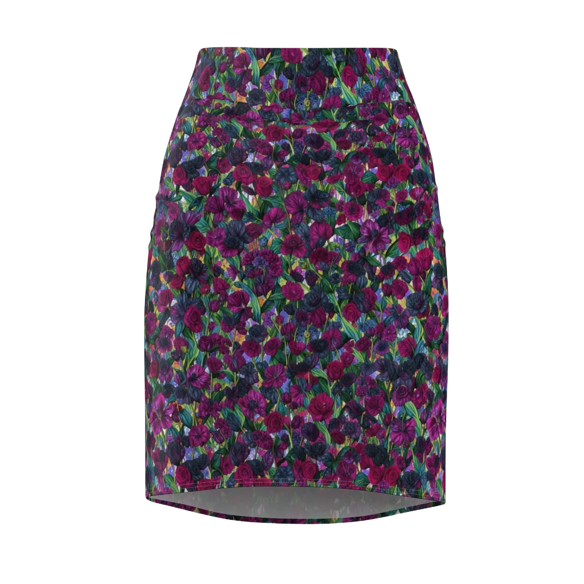 Midnight Floralia on Pencil Skirt — Front