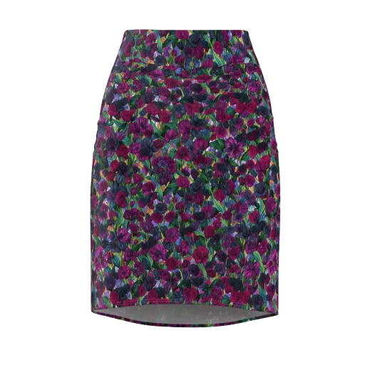 Midnight Floralia on a Pencil Skirt