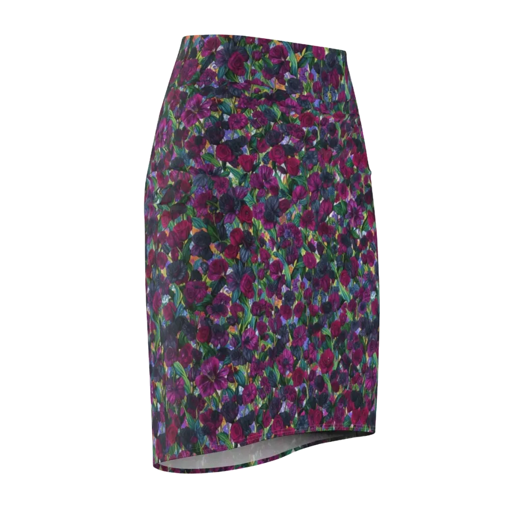 Midnight Floralia on Pencil Skirt — Front Side