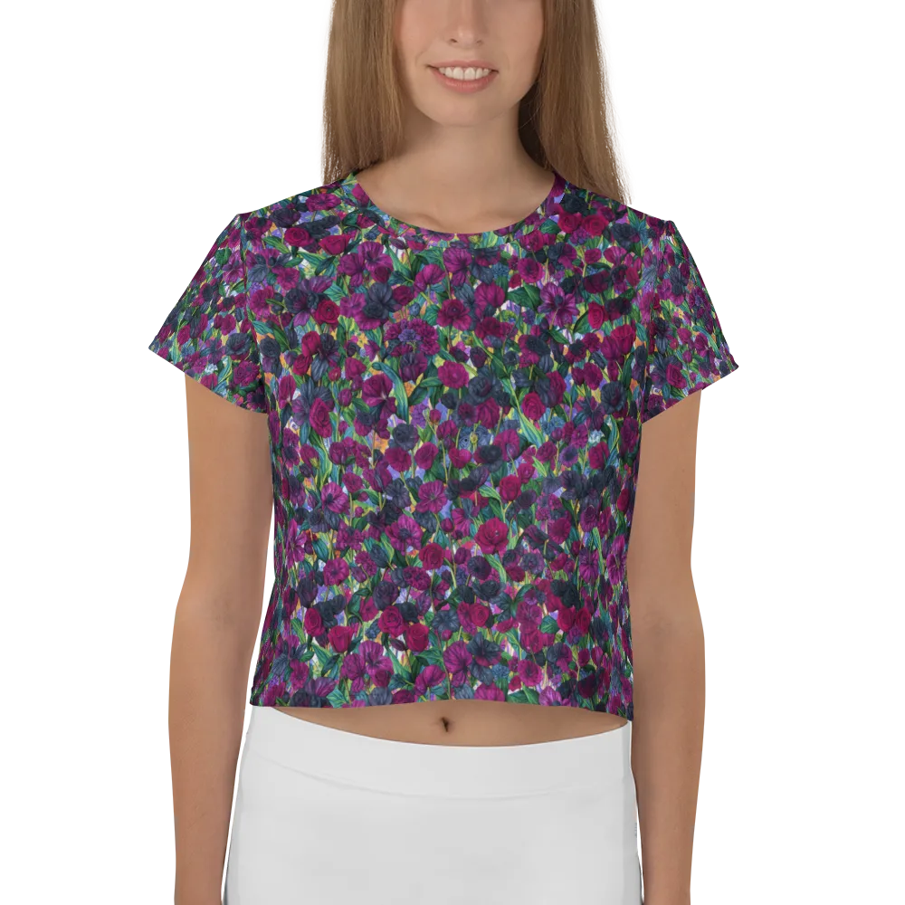 Midnight Floralia on Crop Tee — Front