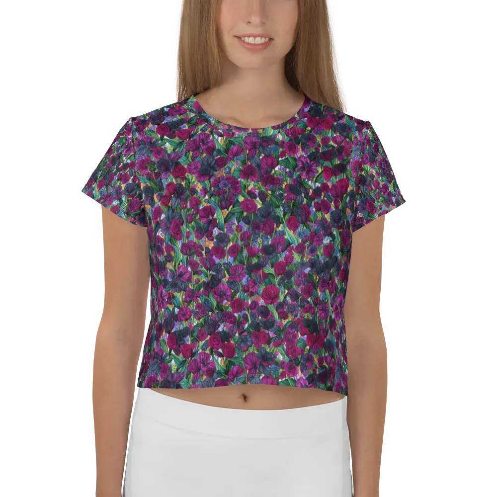 Midnight Floralia on Crop Tee — Front