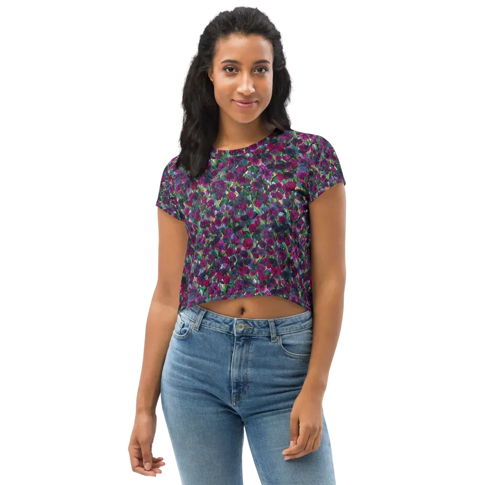 Midnight Floralia on Crop Tee — Front
