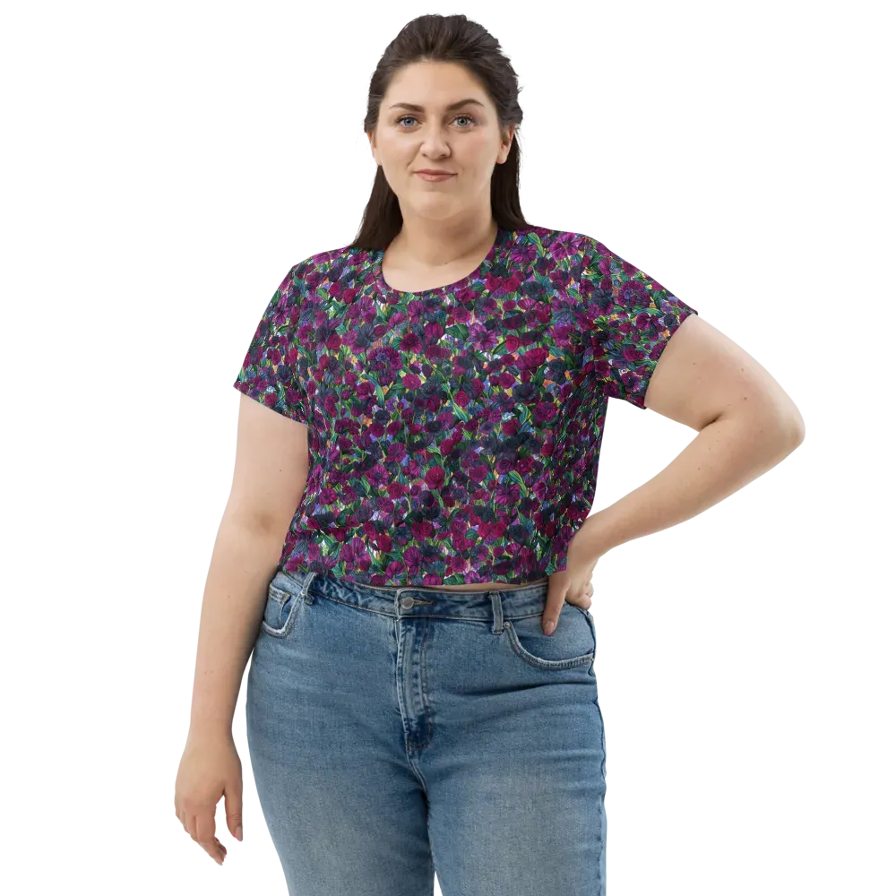 Midnight Floralia on Crop Tee — Front