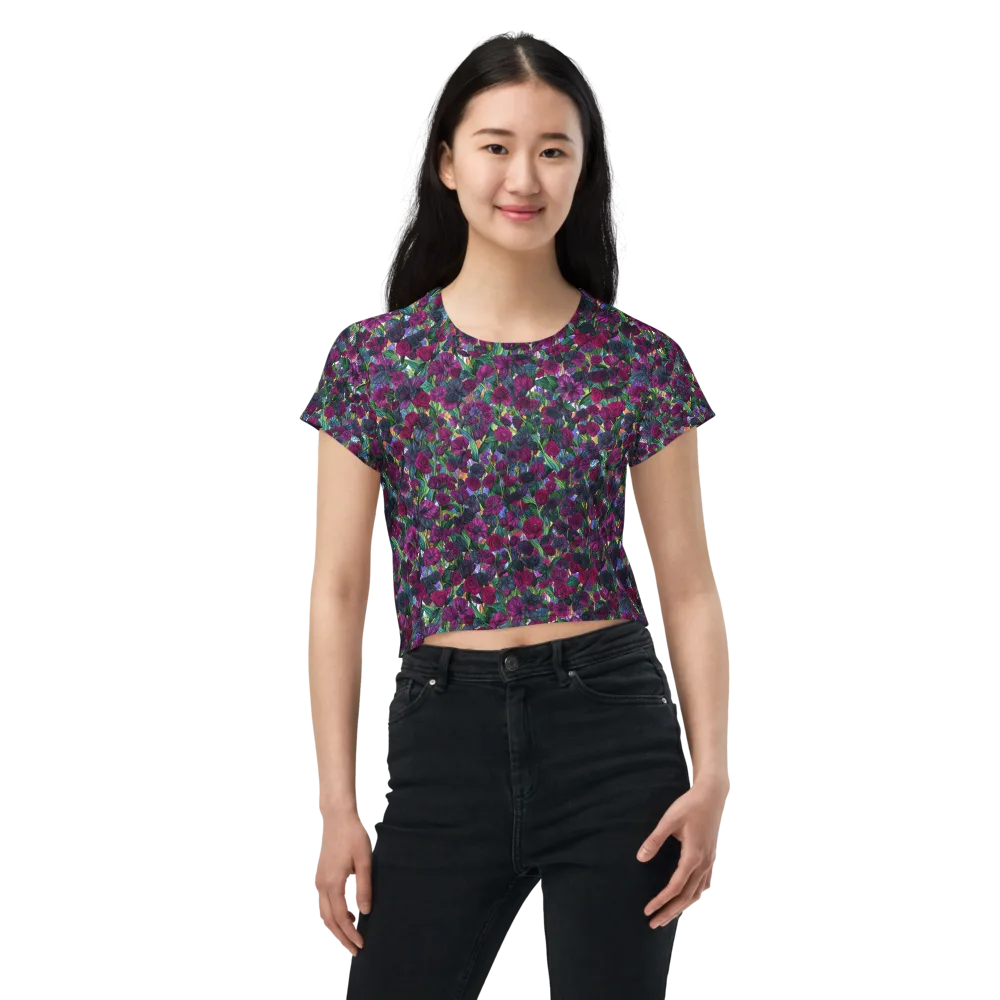 Midnight Floralia on Crop Tee — Front