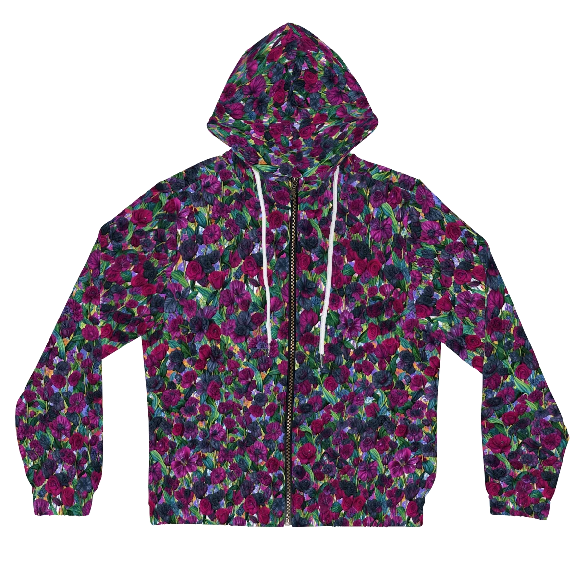 Midnight Floralia on Women's Full-Zip Hoodie — Front