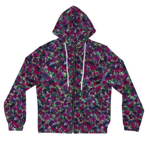 Midnight Floralia on a Women's Full-Zip Hoodie
