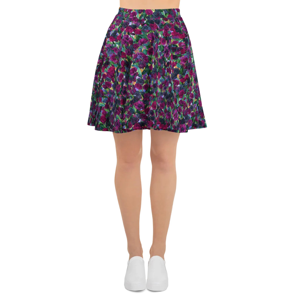 Midnight Floralia on Skater Skirt — Front