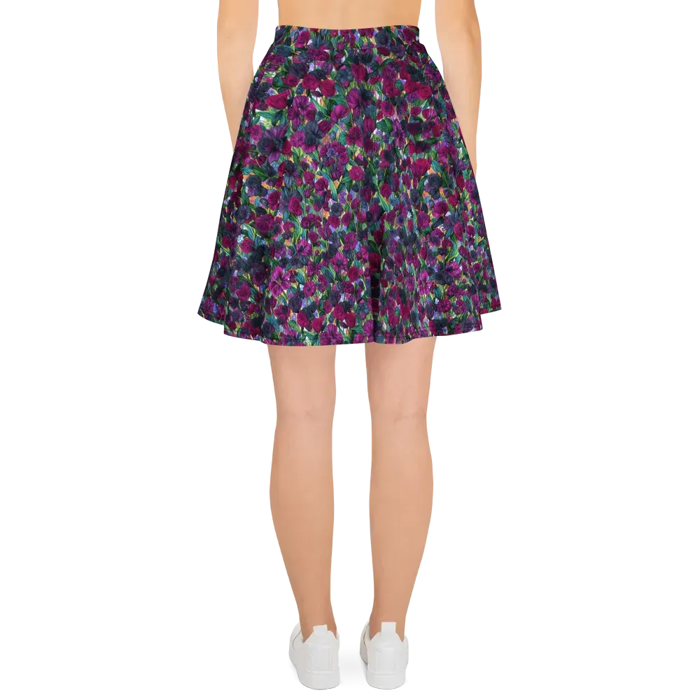 Midnight Floralia on Skater Skirt — Back