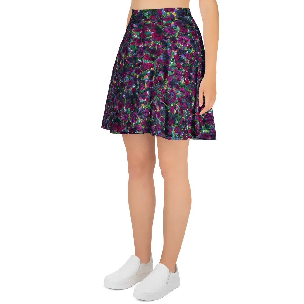 Midnight Floralia on Skater Skirt — Left