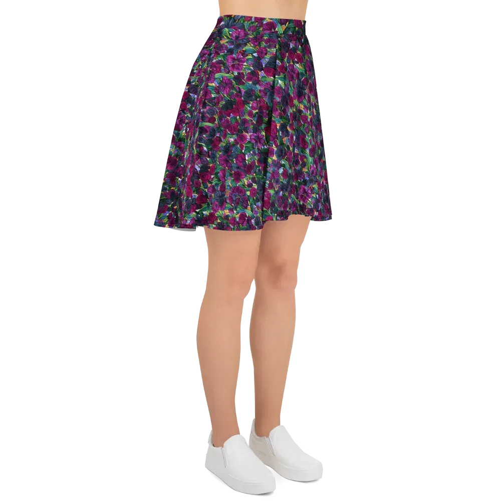 Midnight Floralia on Skater Skirt — Right