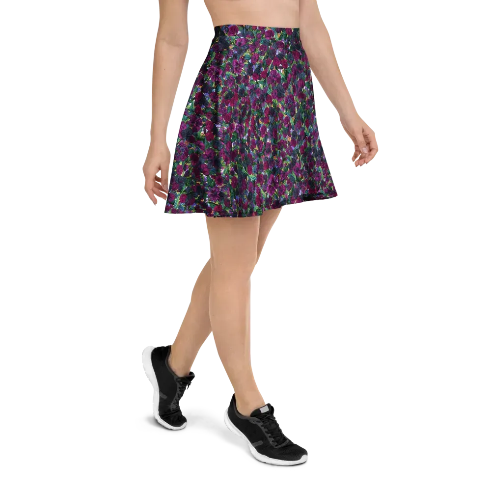 Midnight Floralia on Skater Skirt — Right