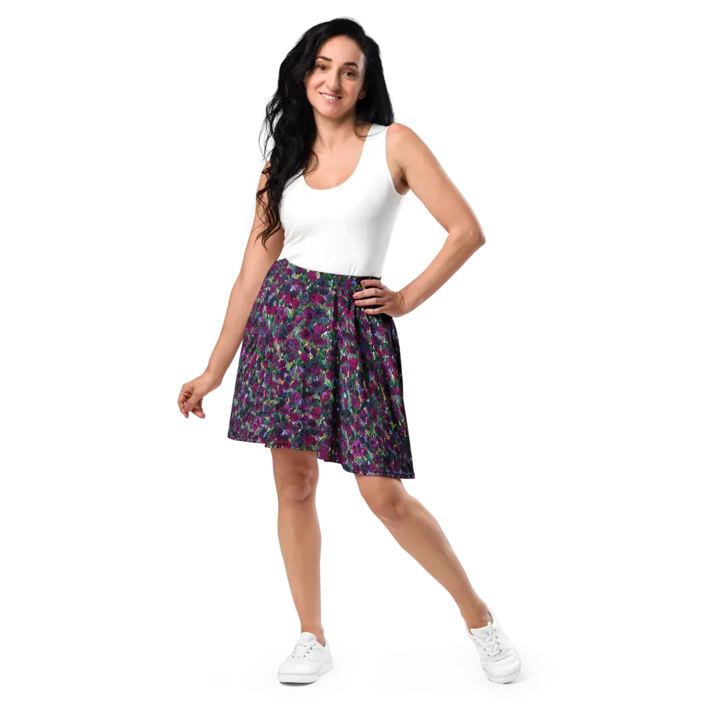 Midnight Floralia on Skater Skirt — Front