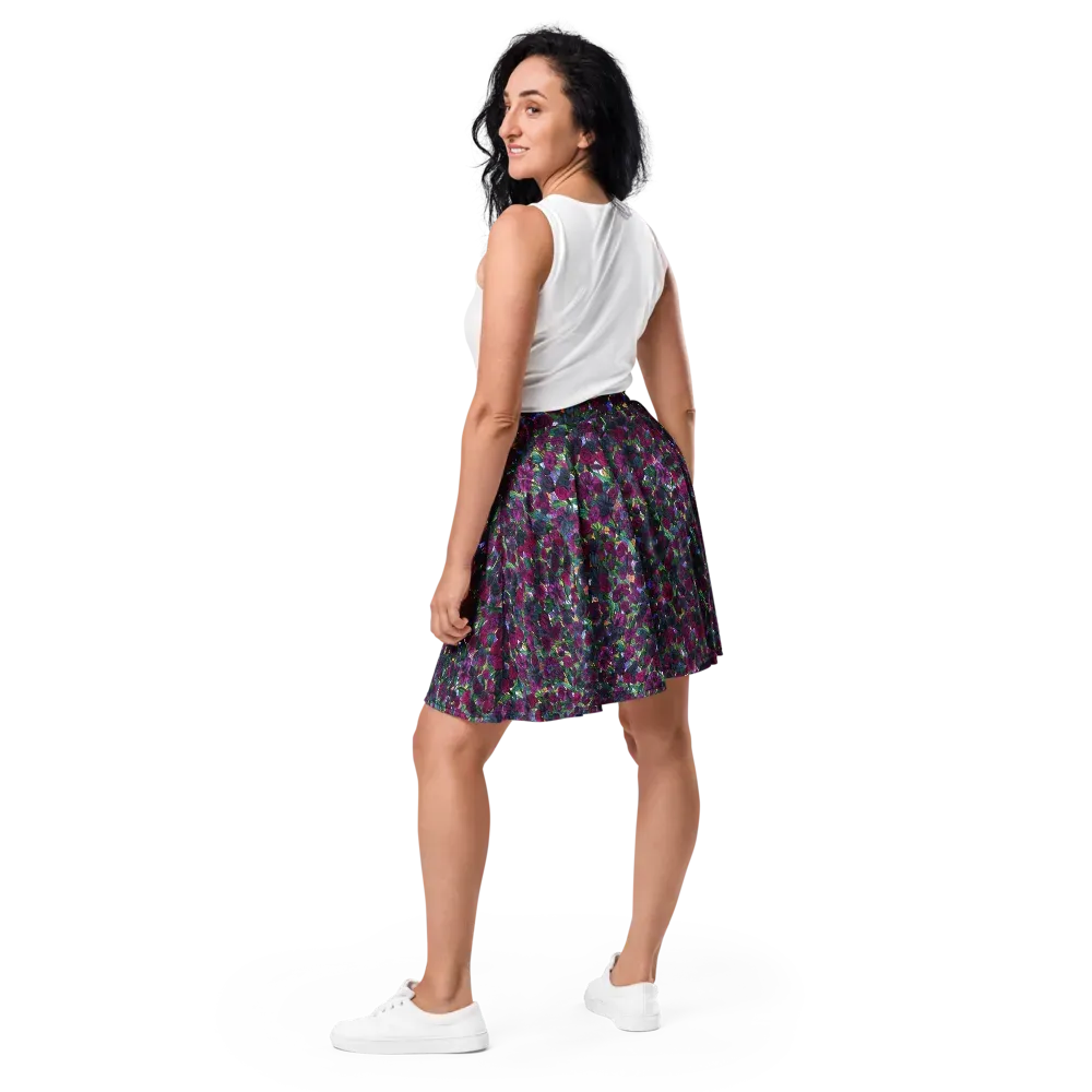 Midnight Floralia on Skater Skirt — Back