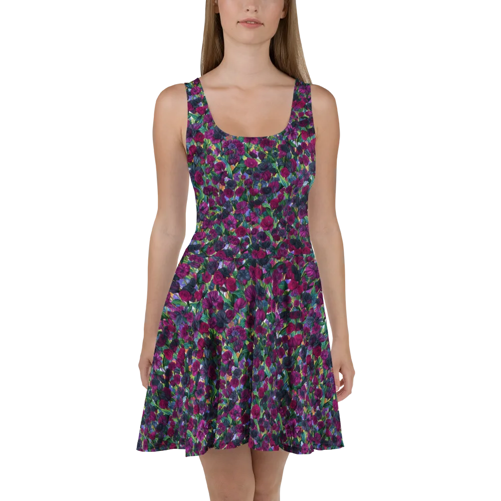 Midnight Floralia on Skater Dress — Front
