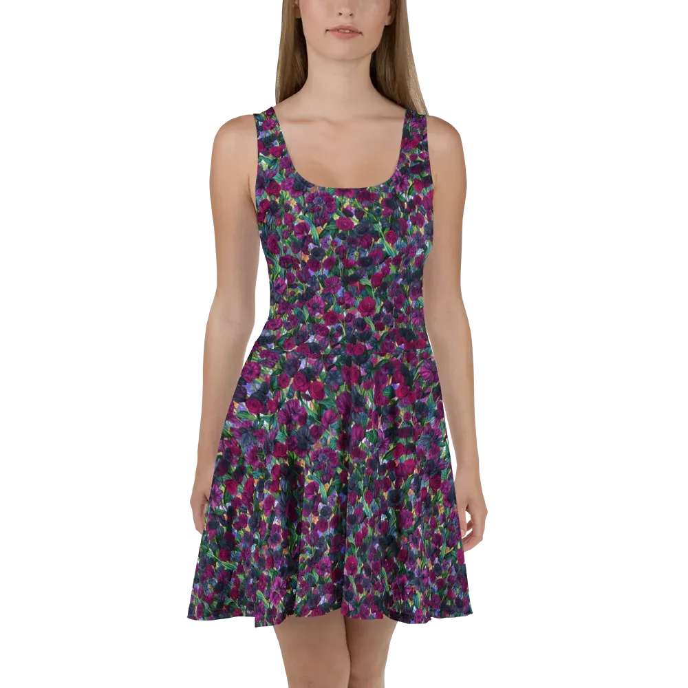 Midnight Floralia on Skater Dress — Front