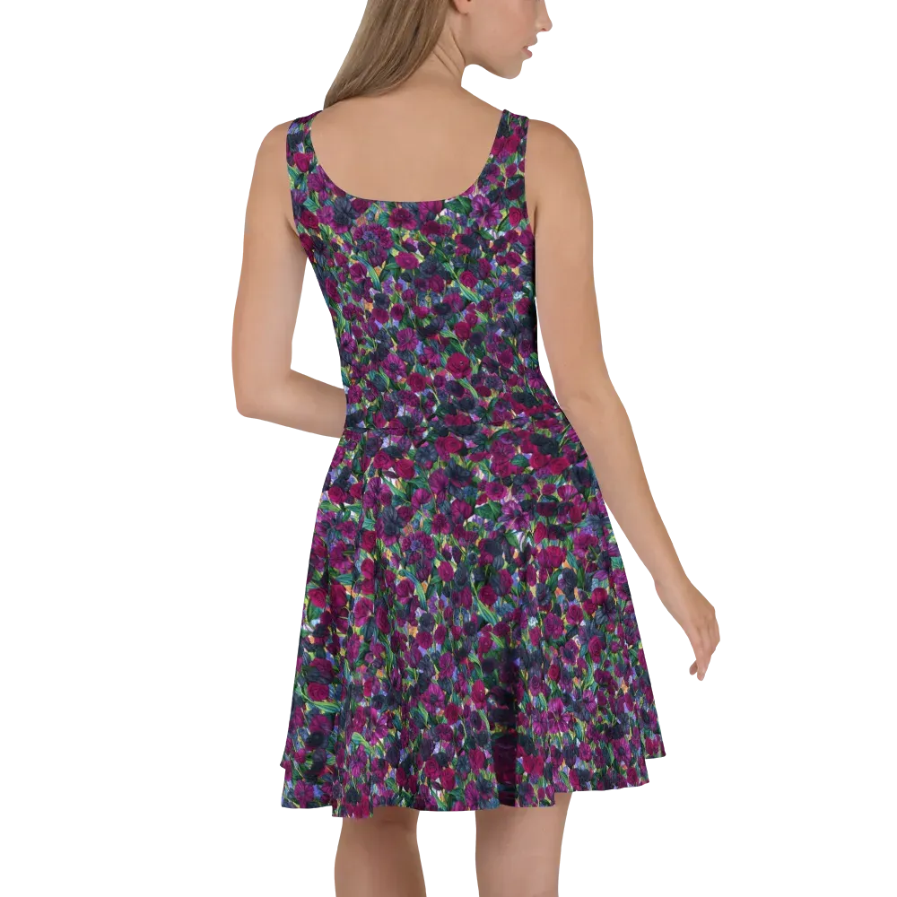 Midnight Floralia on Skater Dress — Back