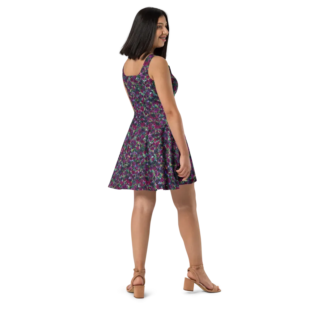 Midnight Floralia on Skater Dress — Right