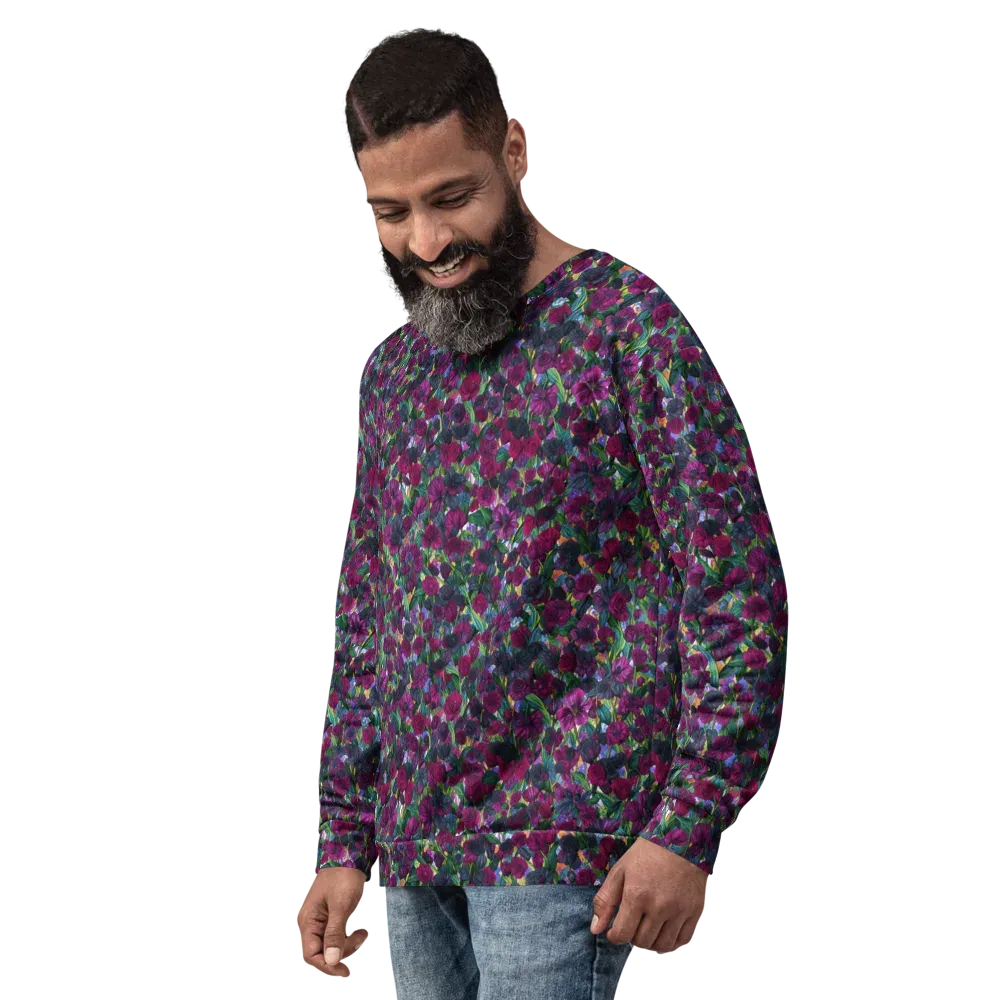 Midnight Floralia on Sweatshirt — Left Front