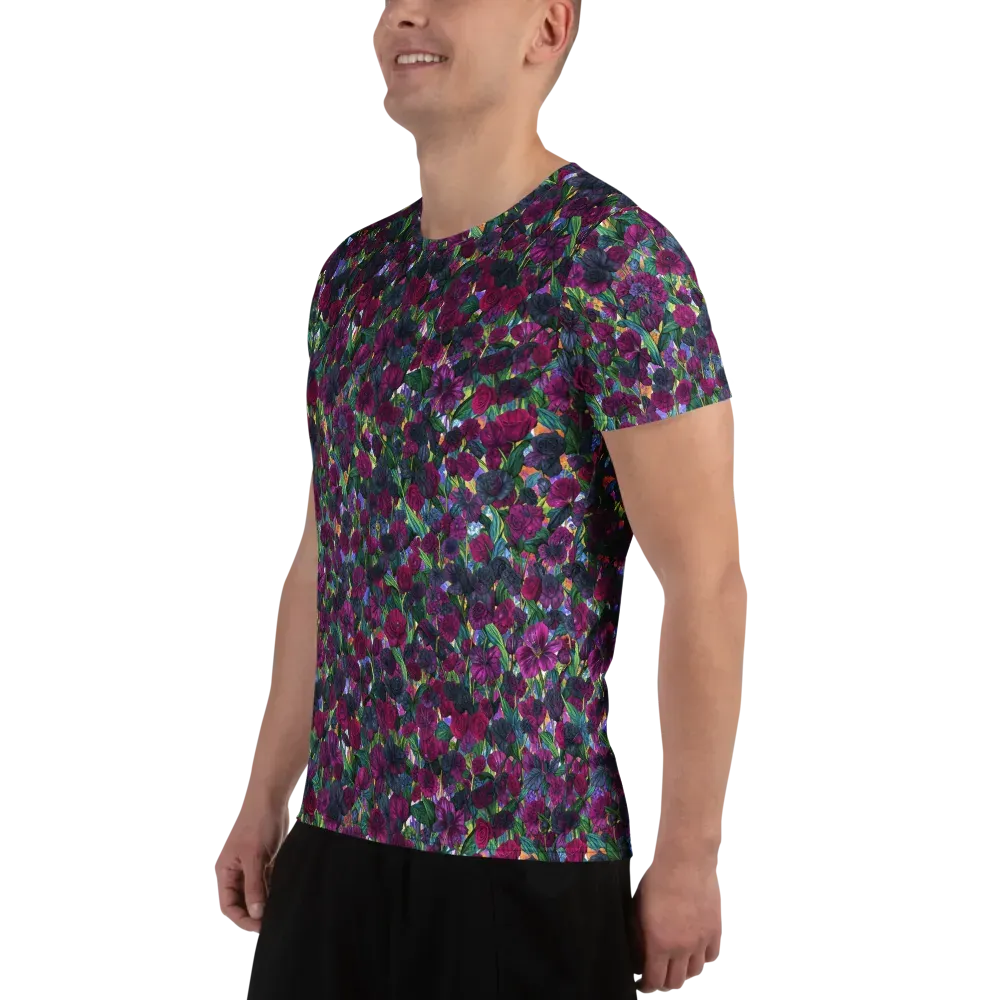 Midnight Floralia on Men's Athletic T-Shirt — Left