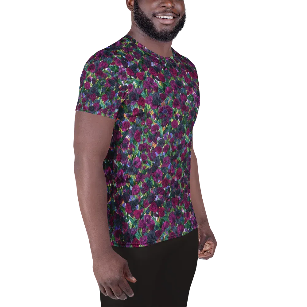 Midnight Floralia on Men's Athletic T-Shirt — Right