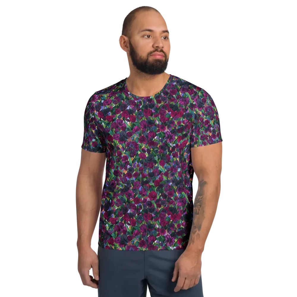 Midnight Floralia on Men's Athletic T-Shirt — Front
