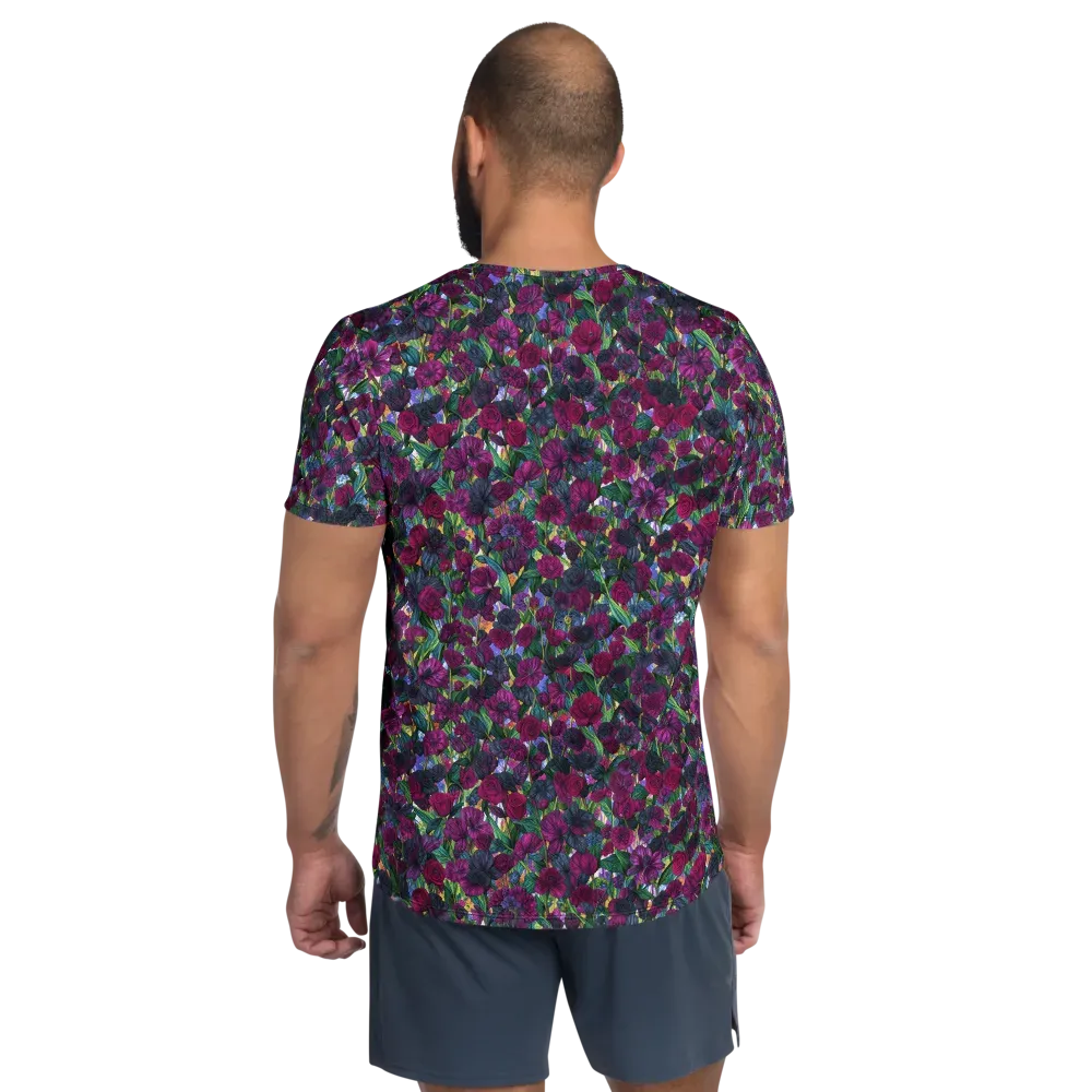Midnight Floralia on Men's Athletic T-Shirt — Back