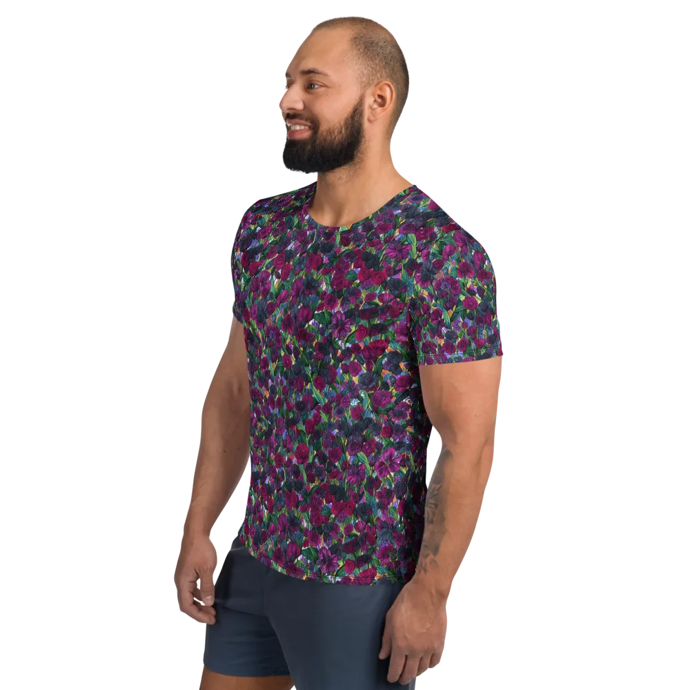 Midnight Floralia on Men's Athletic T-Shirt — Left