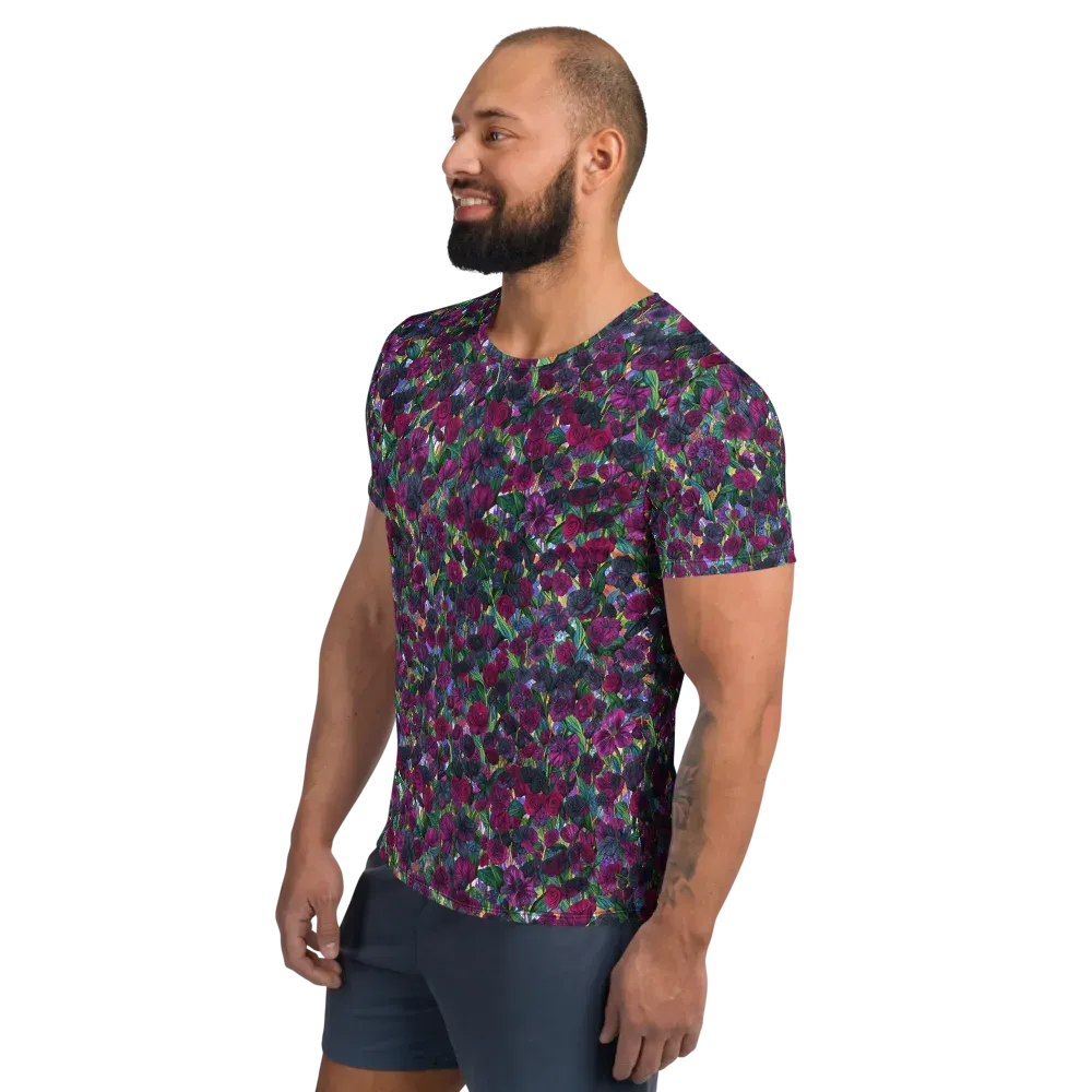 Midnight Floralia on Men's Athletic T-Shirt — Left