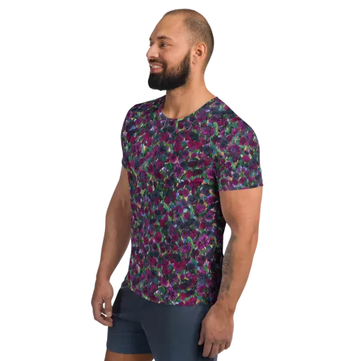Midnight Floralia on a Men's Athletic T-Shirt