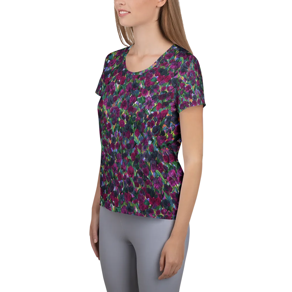 Midnight Floralia on Women's Athletic T-Shirt — Left