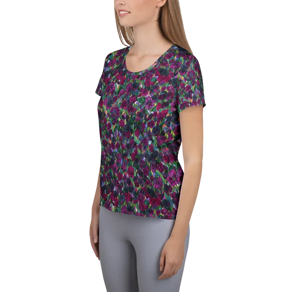 Midnight Floralia on Women's Athletic T-Shirt — Left