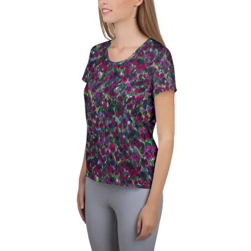 Midnight Floralia on a Women's Athletic T-Shirt