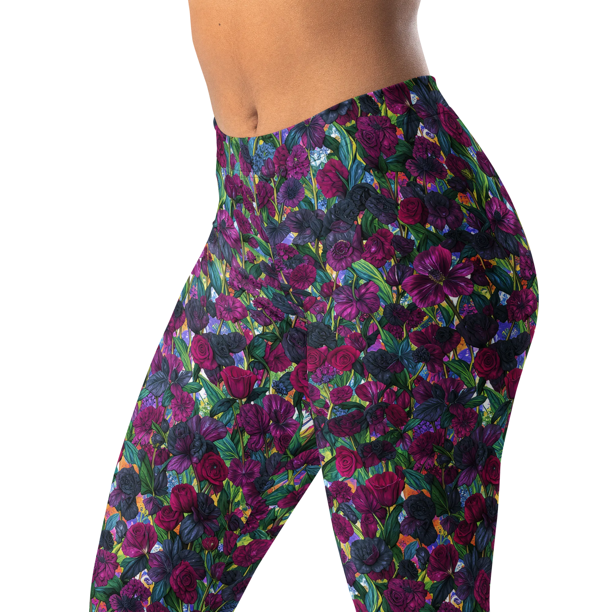 Midnight Floralia on Leggings — Left Front