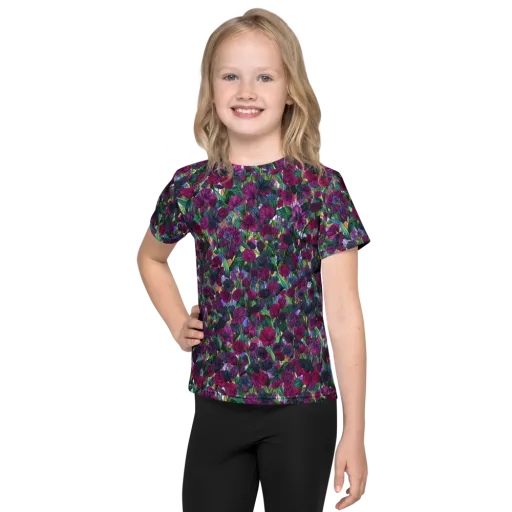 Midnight Floralia on a Kids Crew Neck T-Shirt